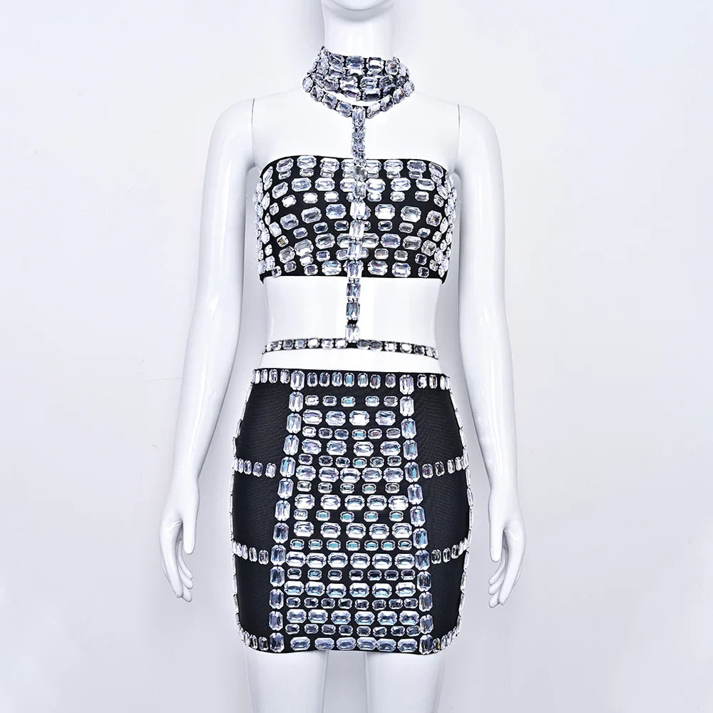 Luxurious 3pcs Bandage Dress Set