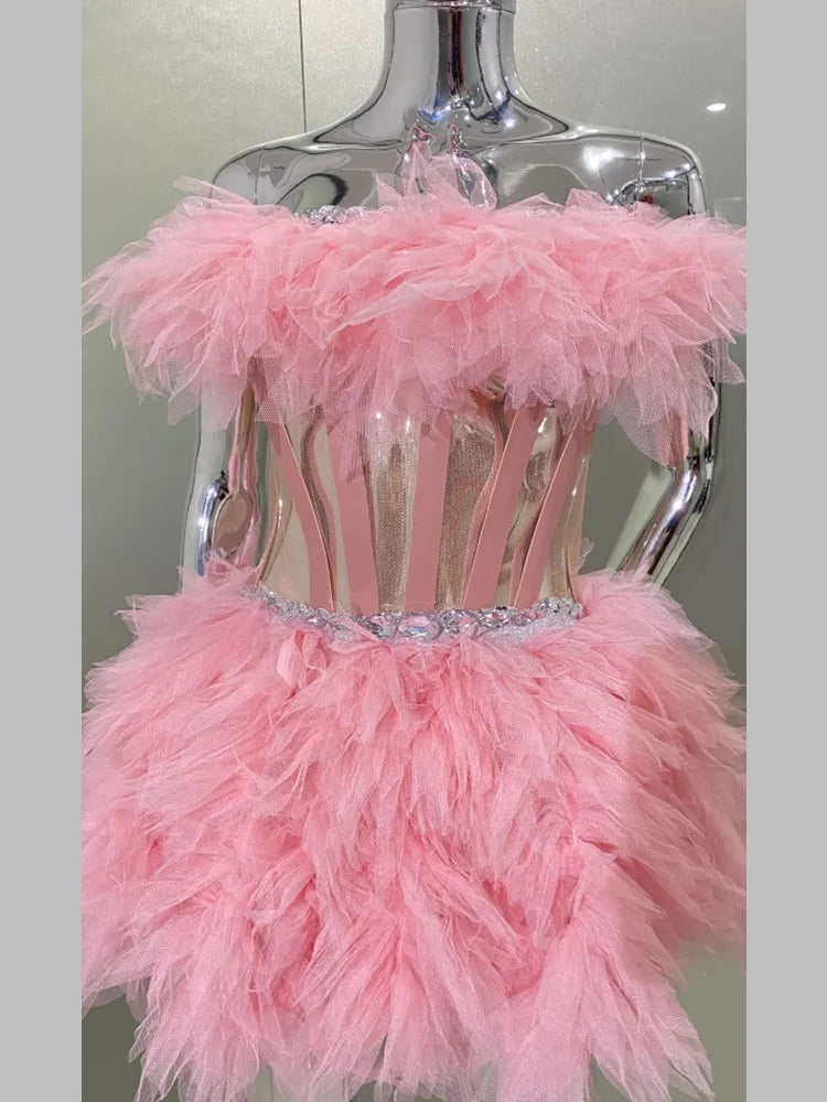 Pink Ruffles 2pcs Mini Dress