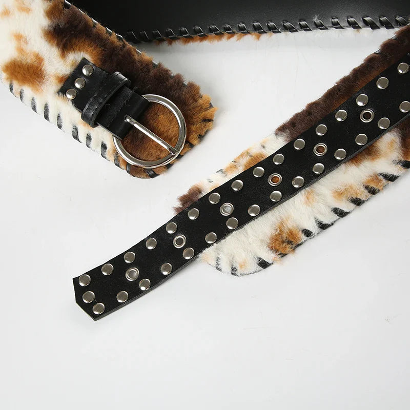 Cow Leather Fur Belt