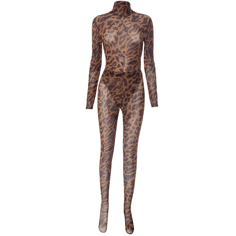 Wild Nights Leopard Mesh Pants Set
