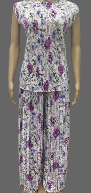 Sonya Floral Pleated Pants Set Floral 2