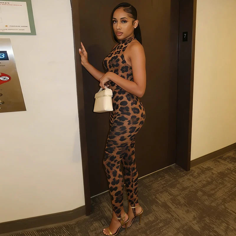 Leopard Mock Neck Bodysuit Set