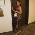 Leopard Mock Neck Bodysuit Set
