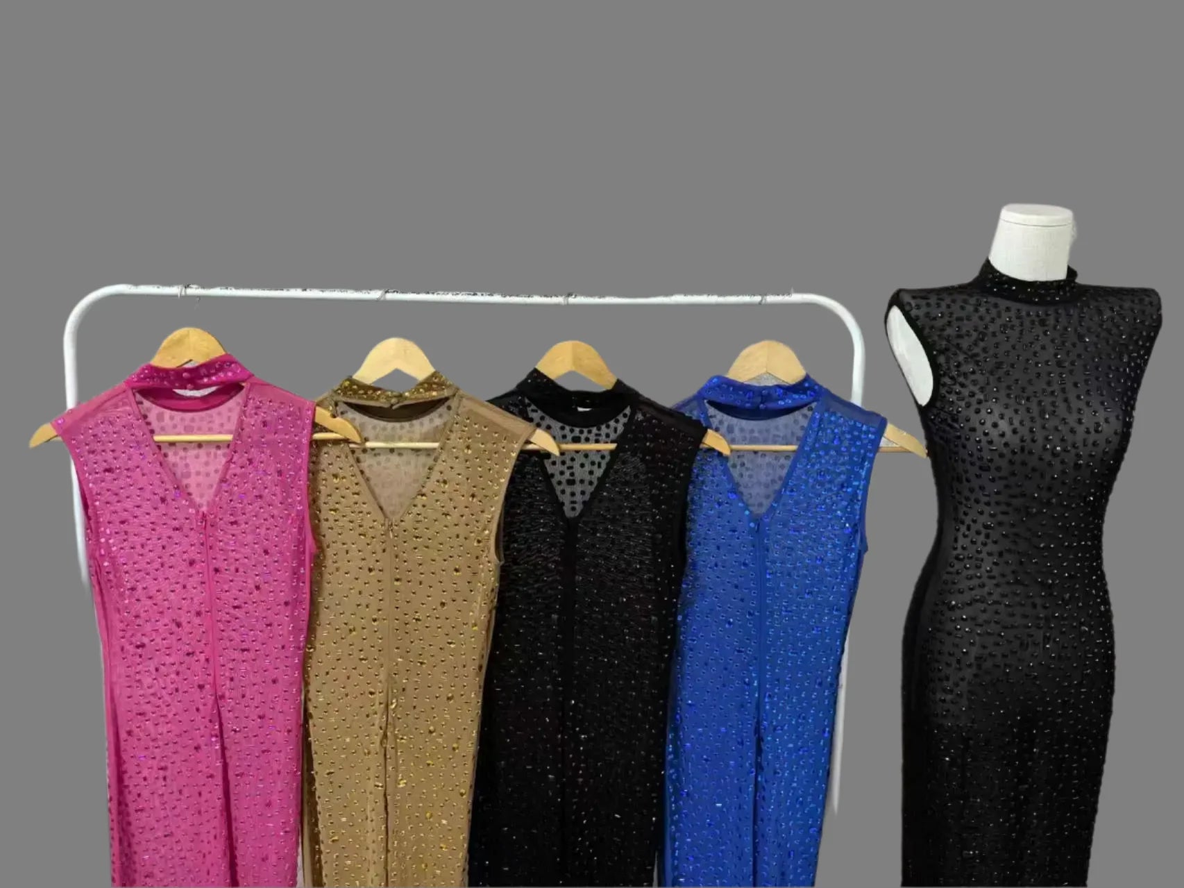 Hot Rhinestone Bodycon Maxi Dress