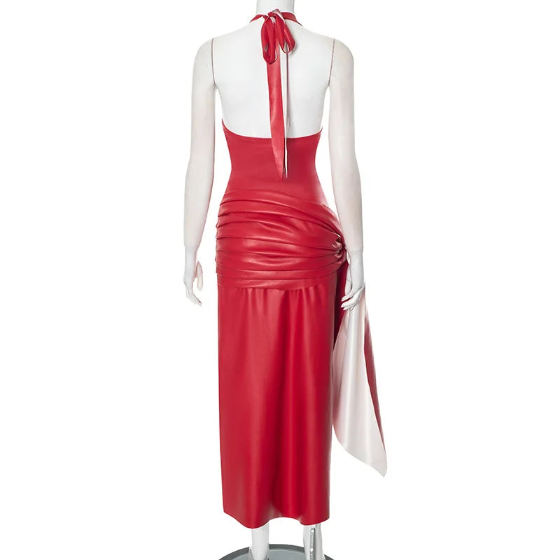 Tiana Pleated Leather Dress