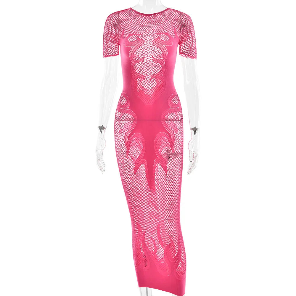 Flaming Hot Mesh Dress