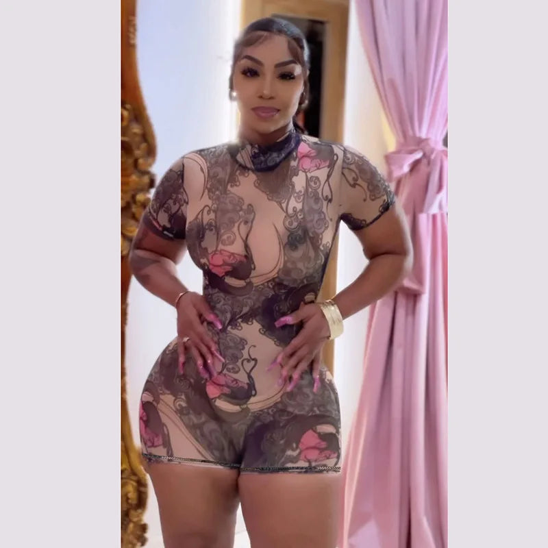 Lorine Mesh Backless Romper