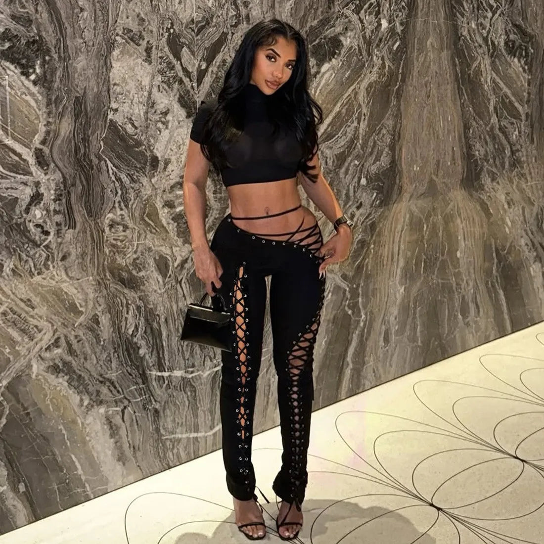 Iris Lace Up Pants Set