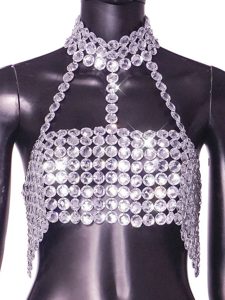 Diamonds Bustier Sequin Crop Top