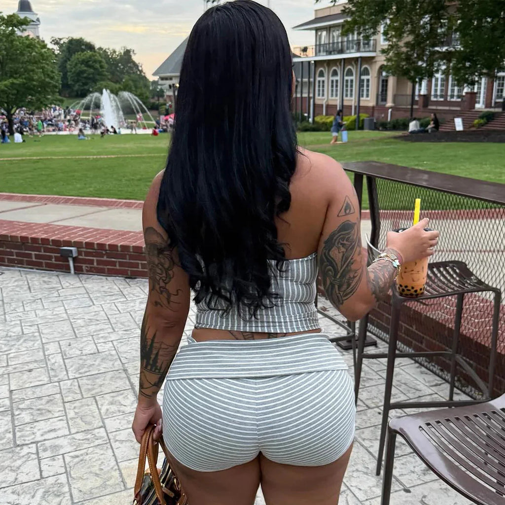 Striped Tube Shorts Set