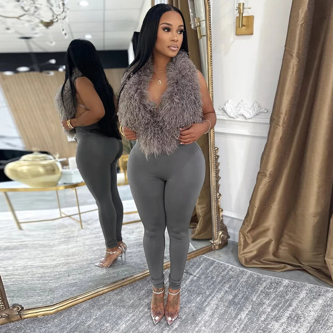 Velvet Heat 2-Piece Set Gray
