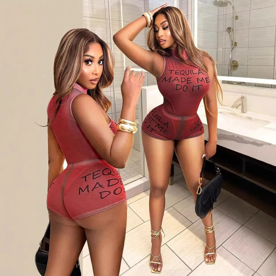 Tequi Mesh Bodysuit Short Set