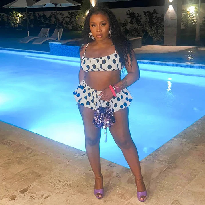 Polka Dot Ruffle Shorts Set
