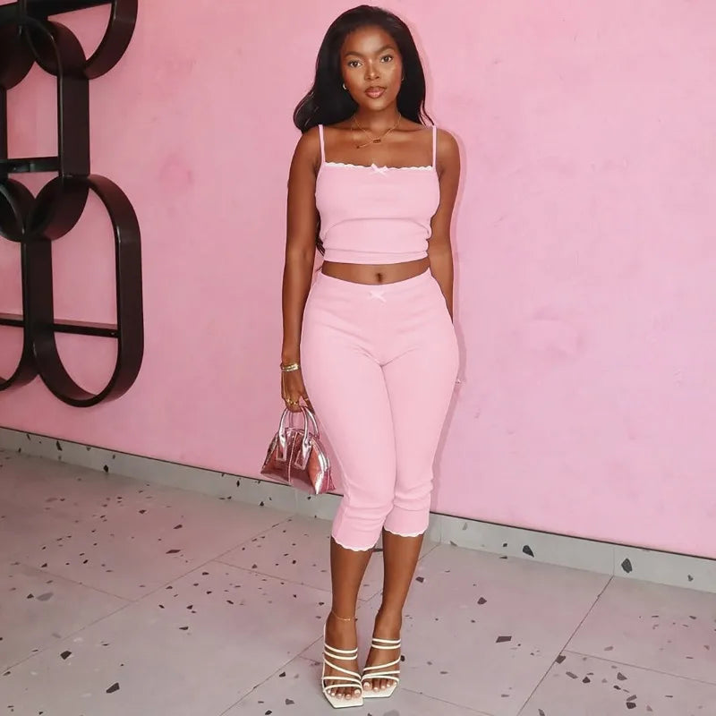 Barbie Pink Knit Pants Set Pink