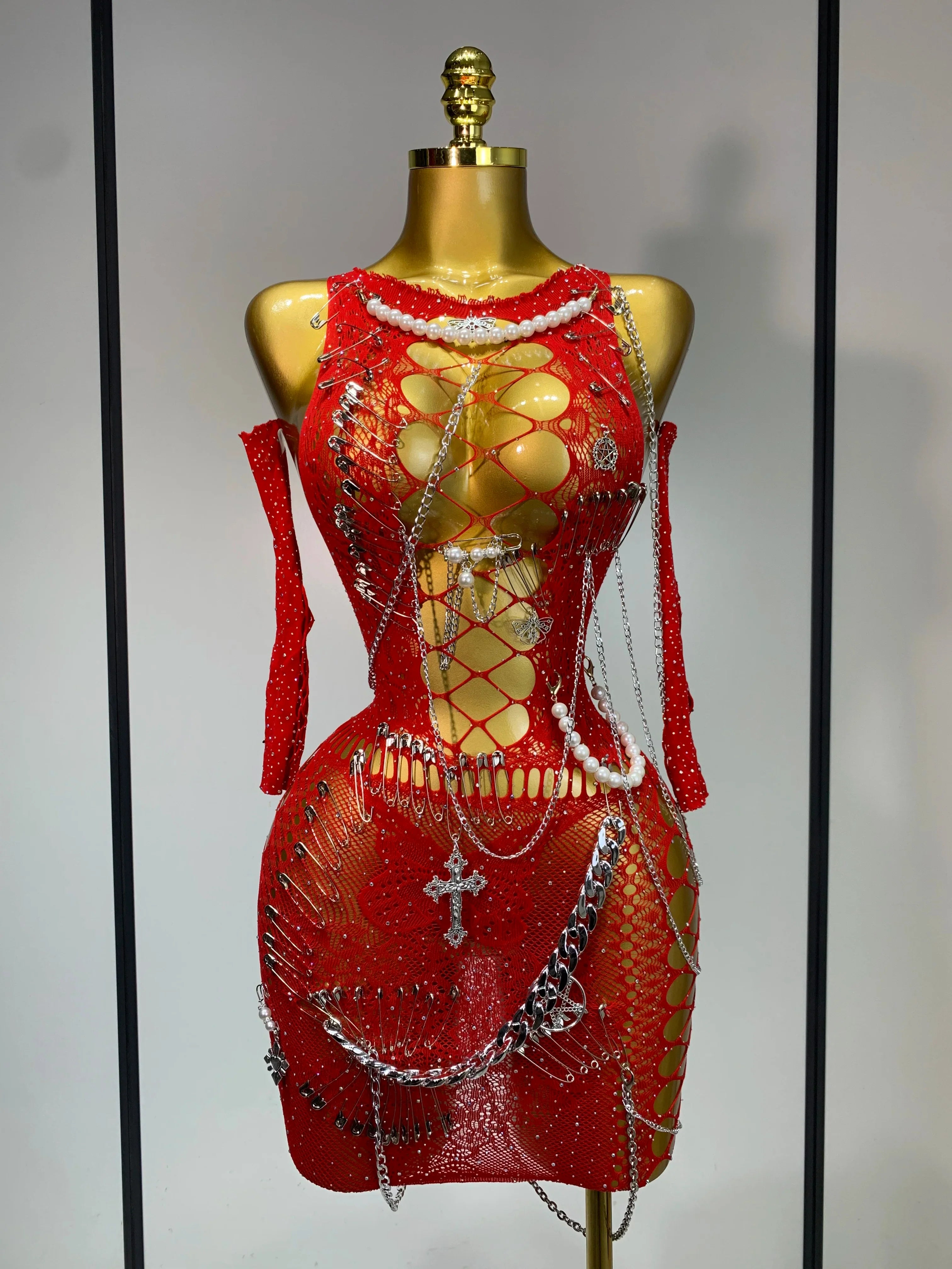 Pearl Chain Mini Dress