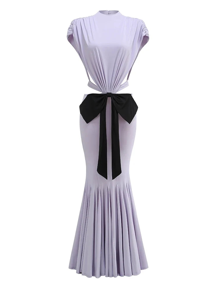 Bow Backless Maxi Dress Lavender
