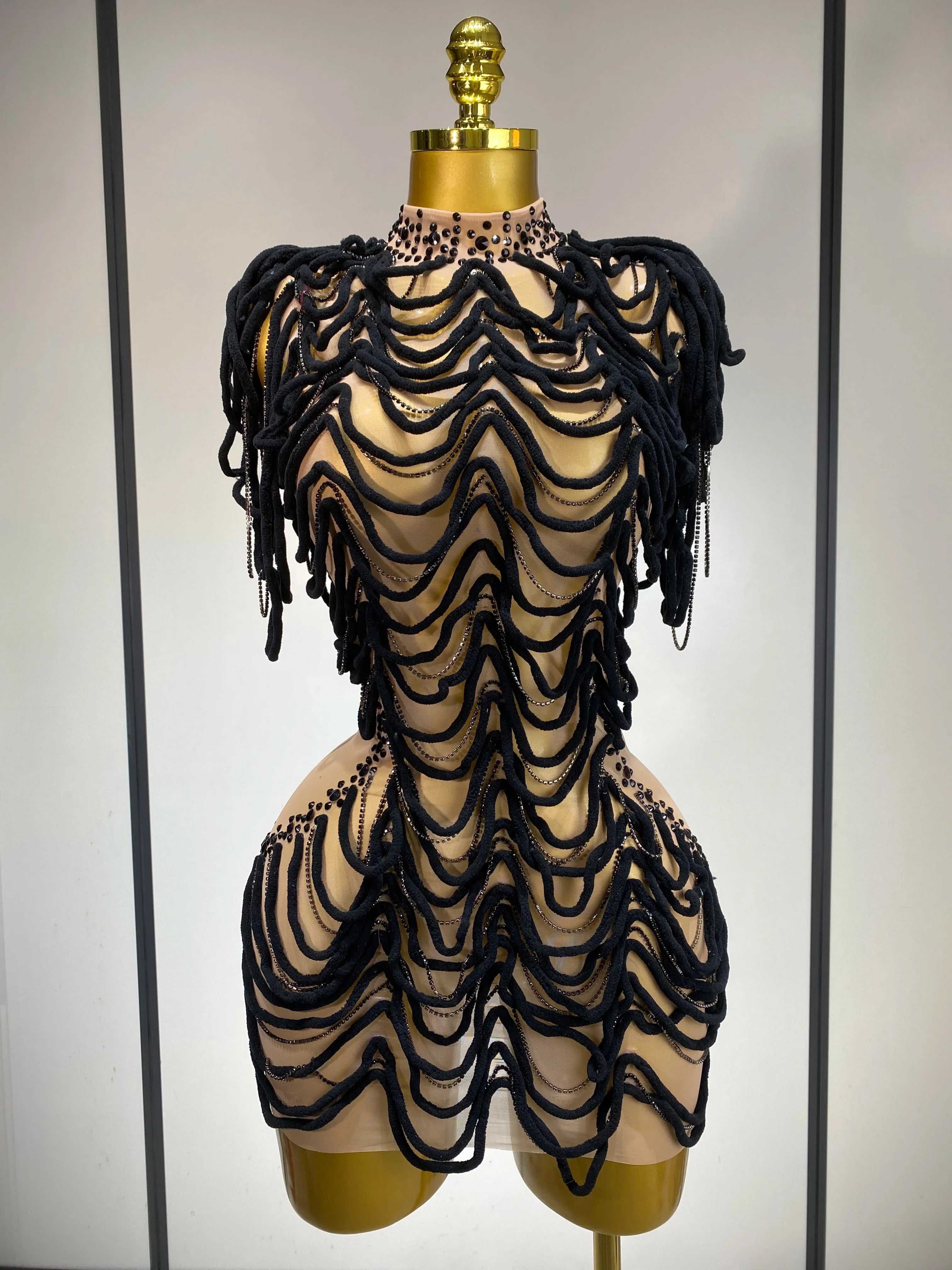 Venia Rhinestone Dress black
