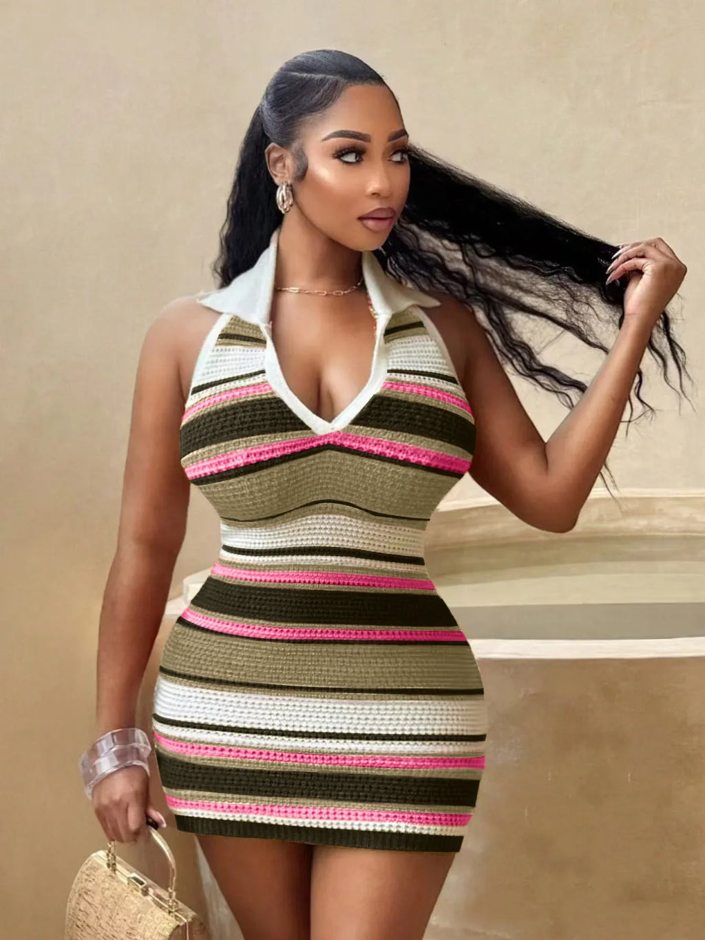 Taylor Knit Mini Dress Khaki