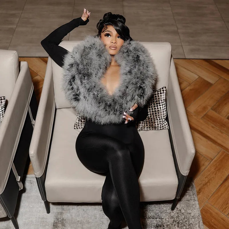 Furry Collar Jumpsuit