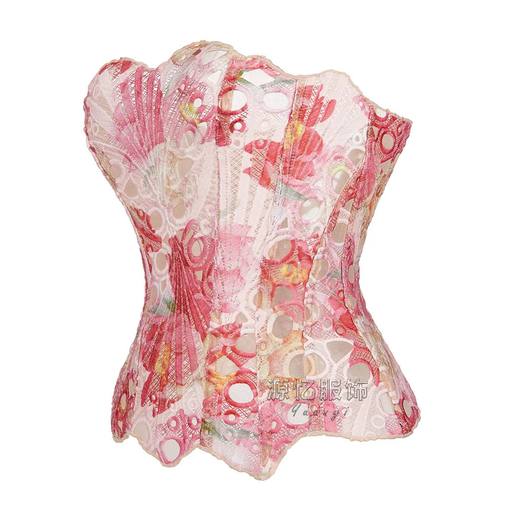 Pink Corset Satin Skirt Set