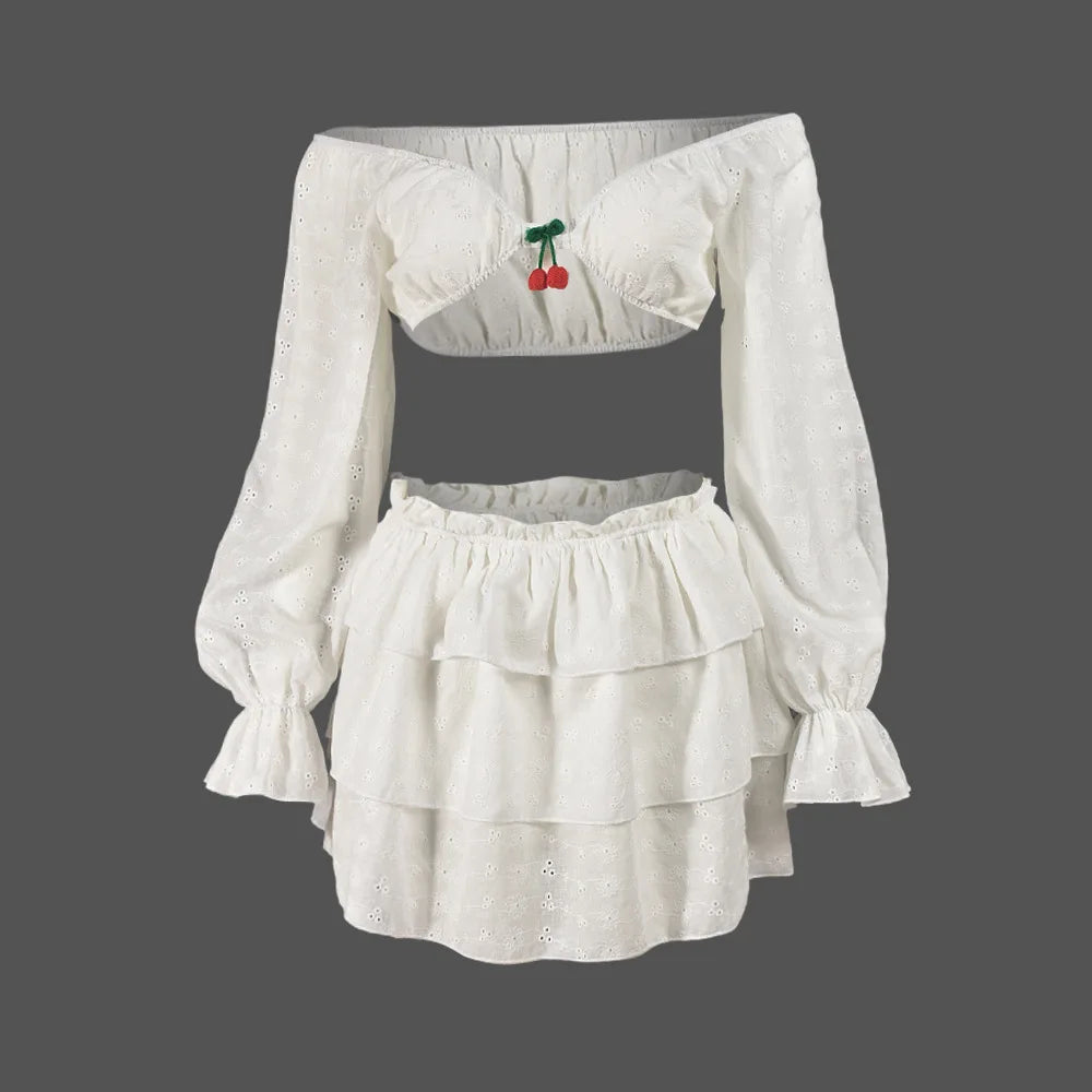 Cherry Tiered Skirt Set