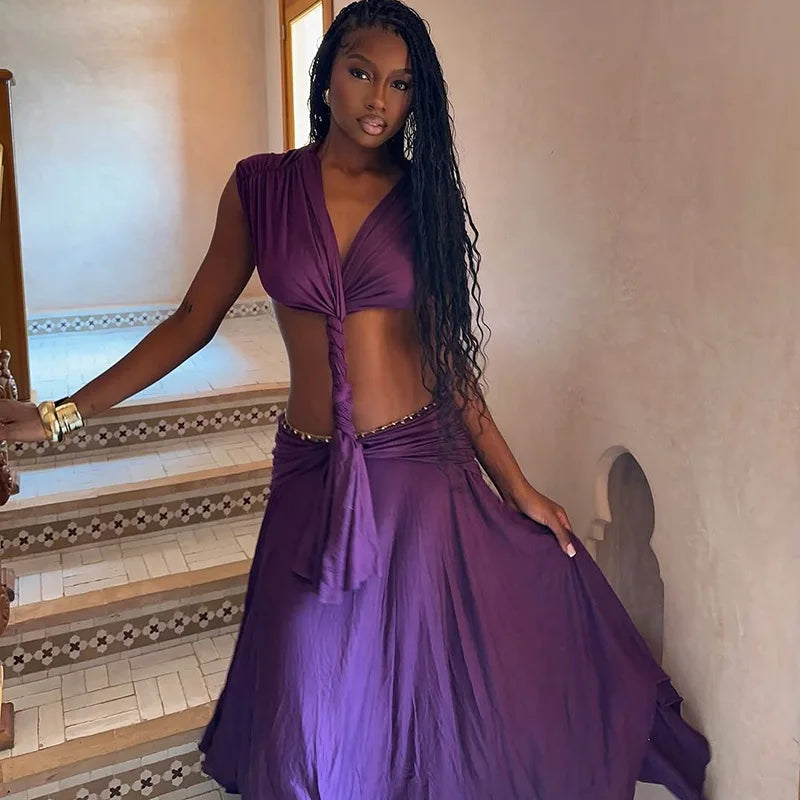 Twist-Front Cutout Maxi Dress