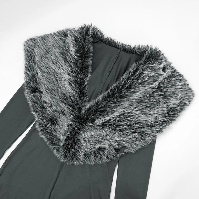 Furry Collar Jumpsuit