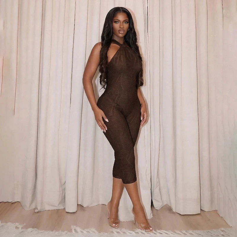 Textured Swirl Halter Romper