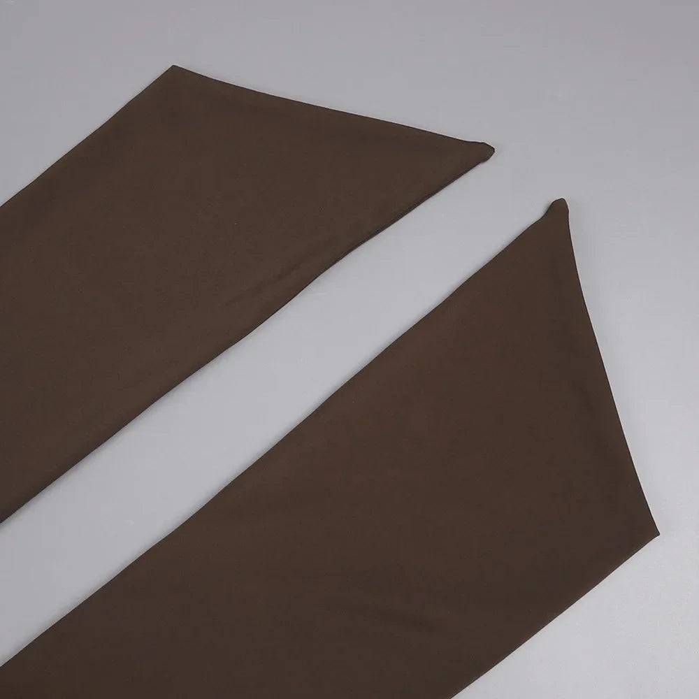 Brown Ruched Maxi Dress