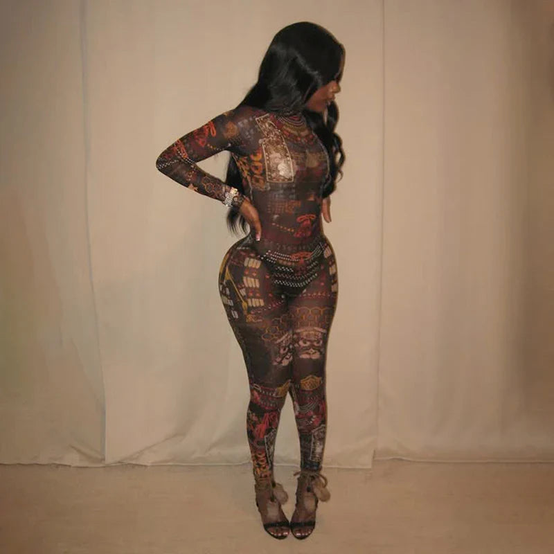 Tribal Mesh Illusion Jumpsuit