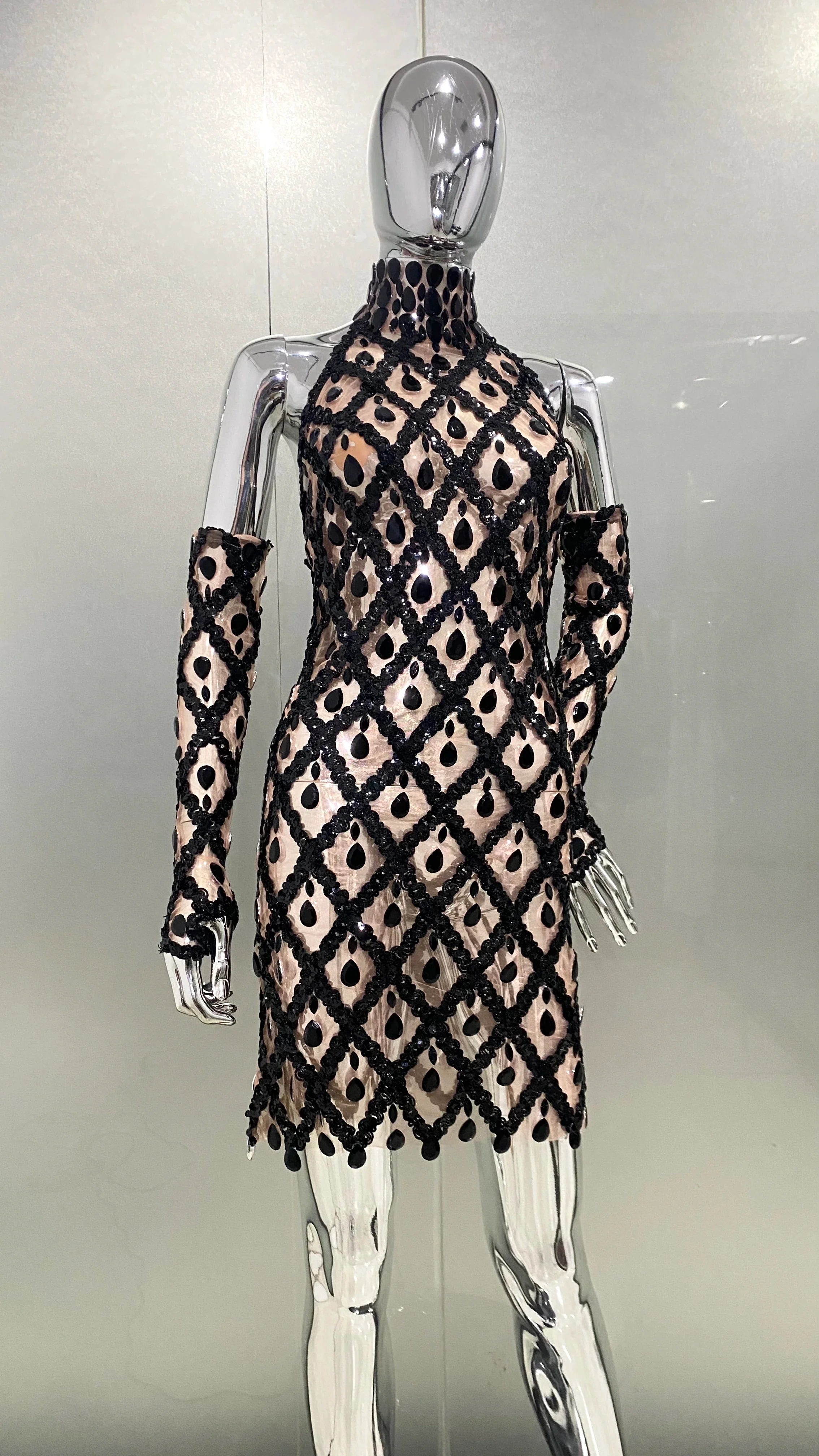 Shinning Crystal Mesh Dress