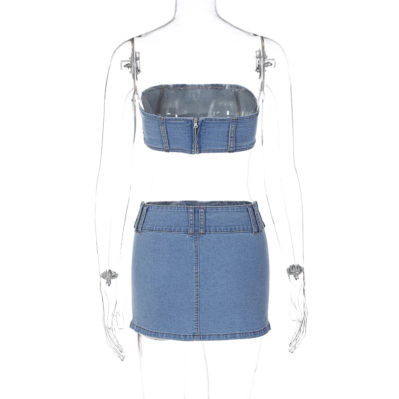 Lisa Denim Skirt Set