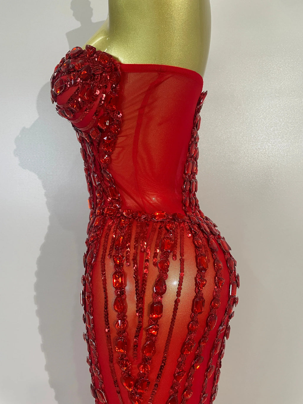 Red Fairy Mesh Maxi Dress
