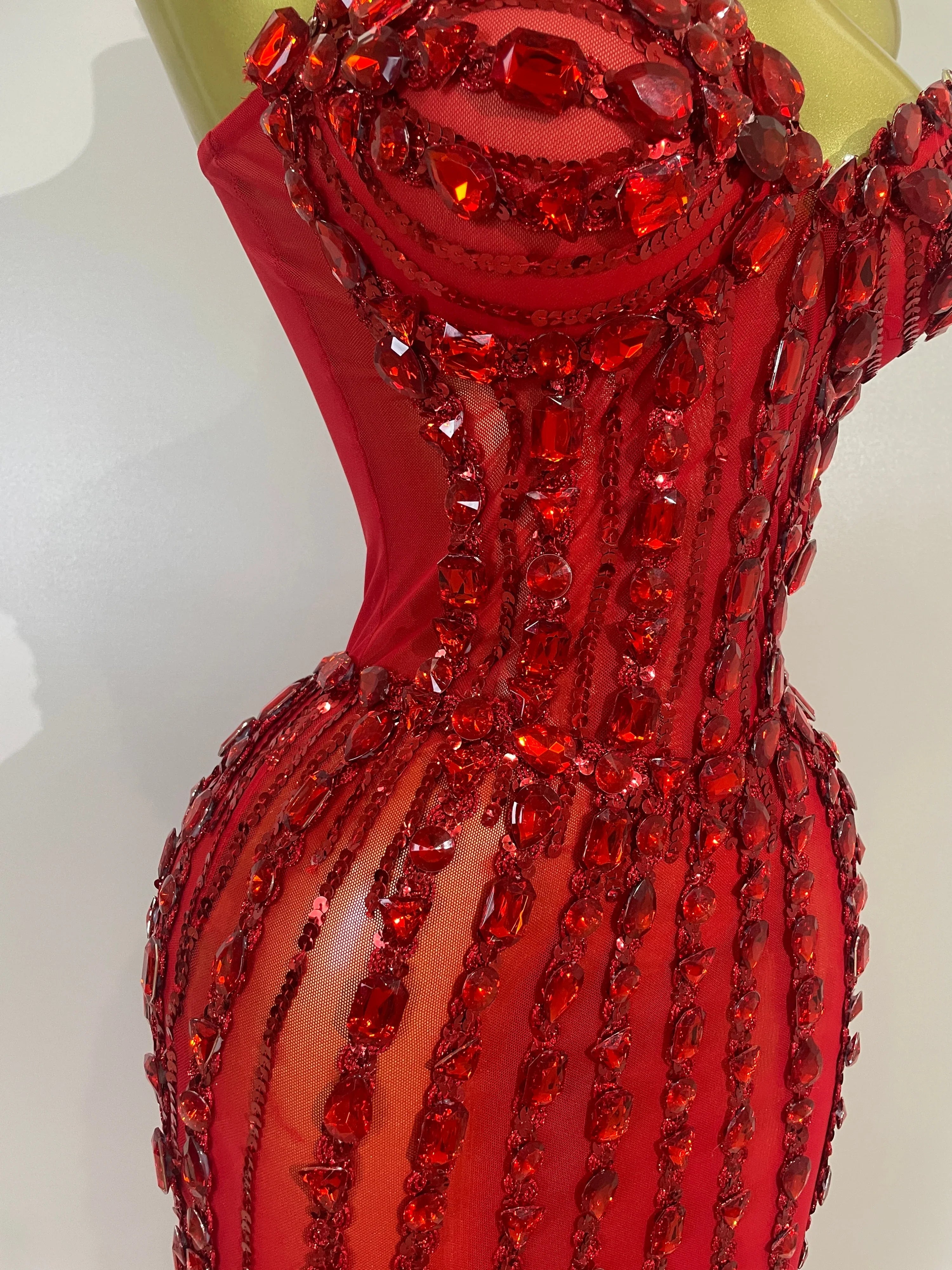 Red Fairy Mesh Maxi Dress