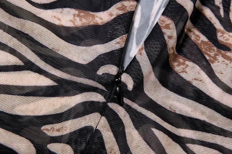 Zebra Print Mesh Jumpsuit