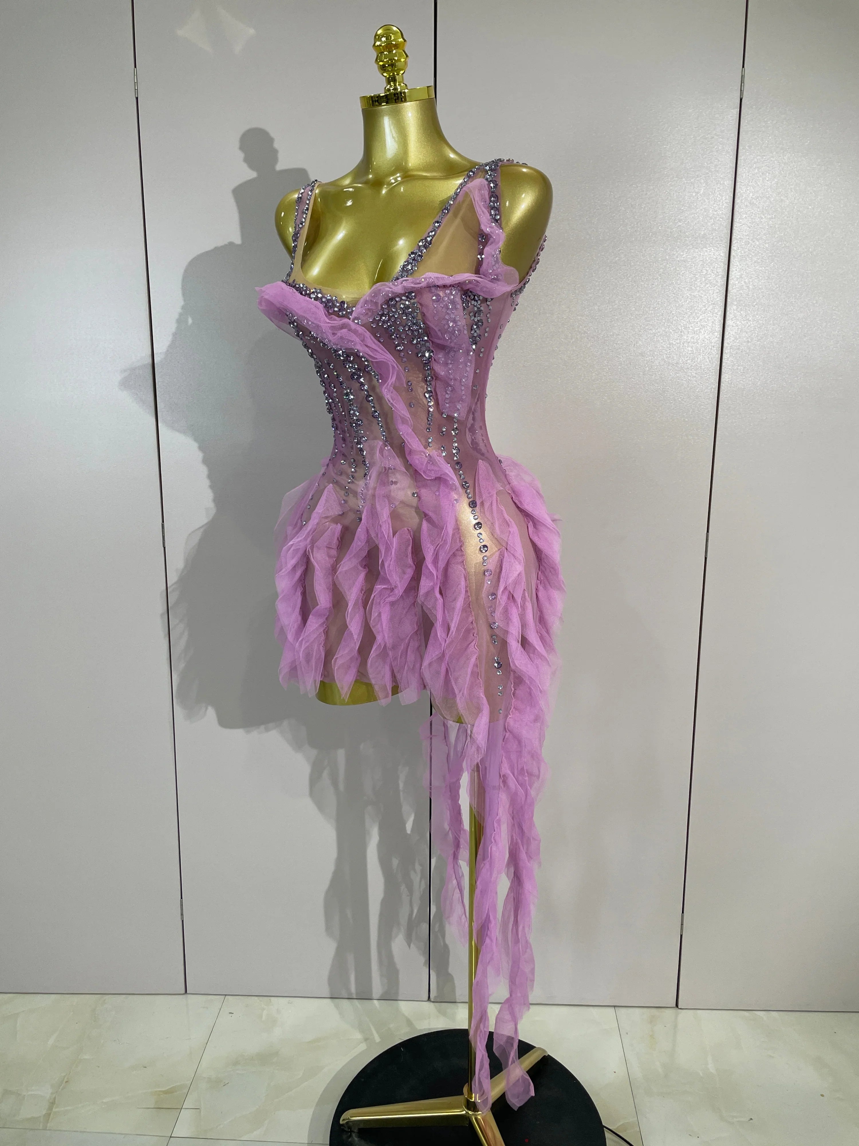 Leila Mesh Ruffled Mini Dress