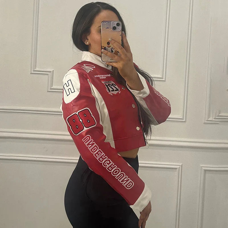 Racer Chic Moto Jacket Red