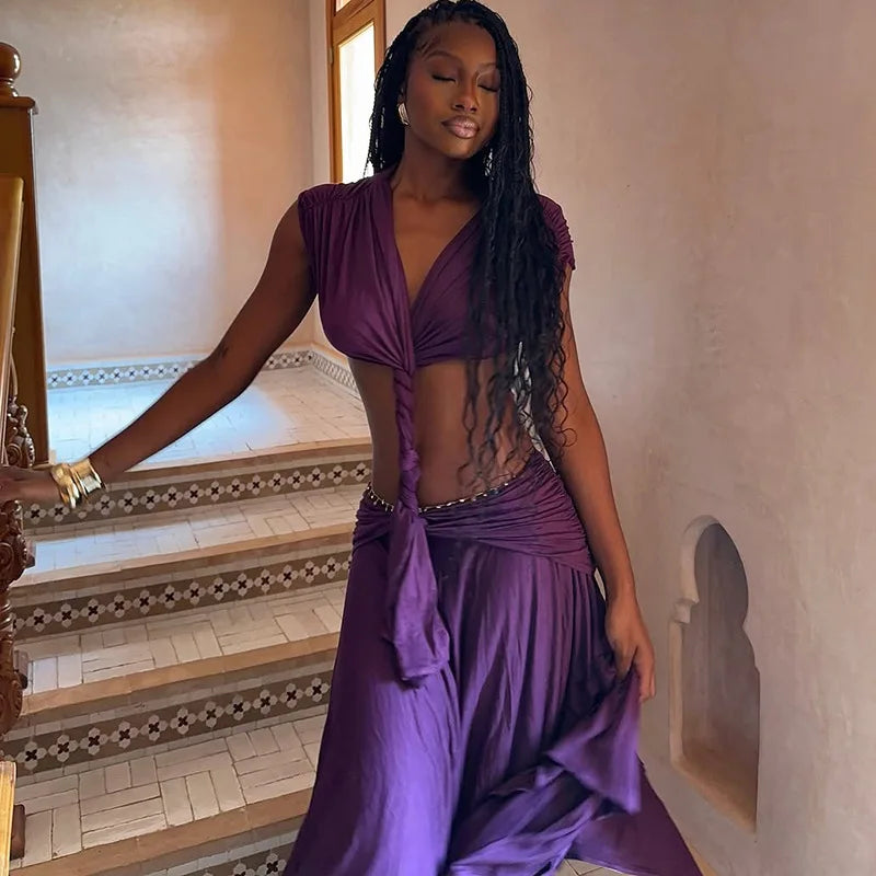 Twist-Front Cutout Maxi Dress