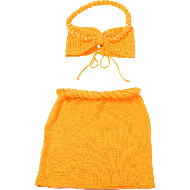 Pearl Plait Crochet Mini Skirt Set