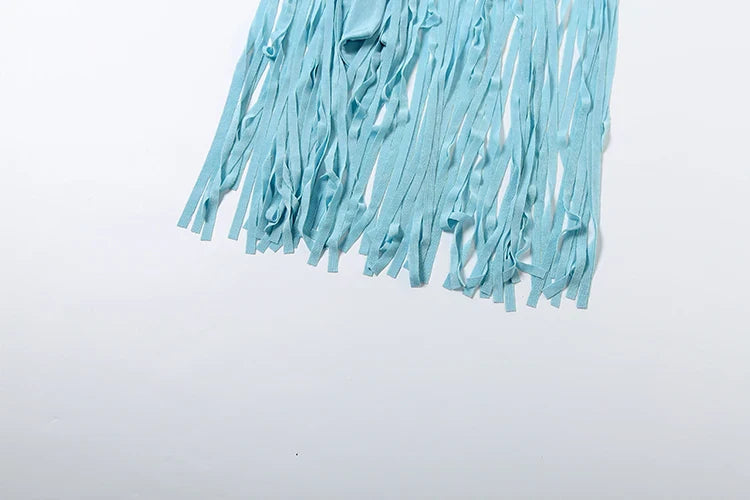 Velvet Ruched Tassel Backless Dress