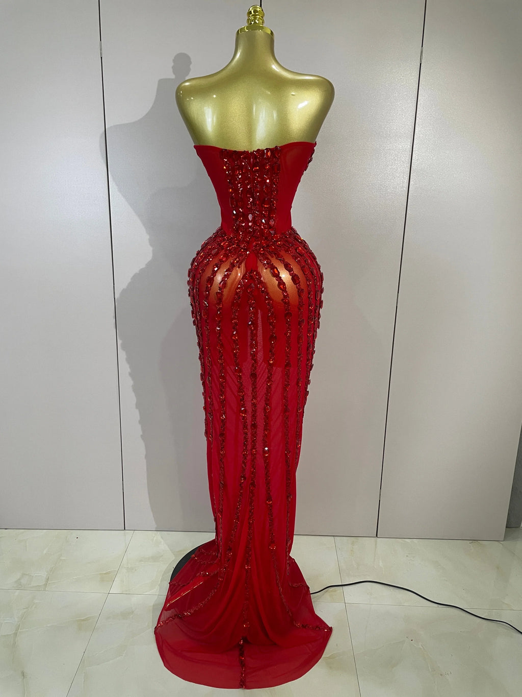 Red Fairy Mesh Maxi Dress