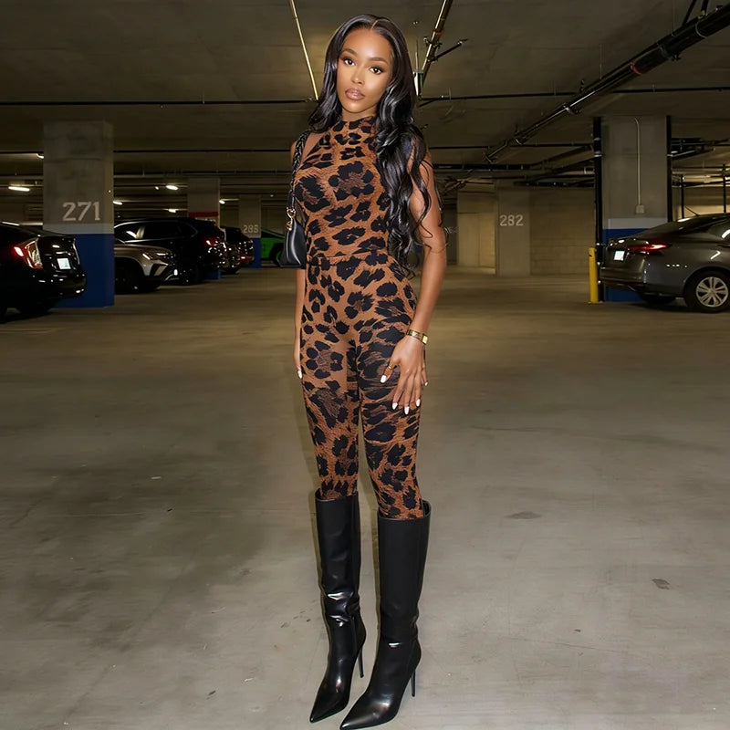 Leopard Mock Neck Bodysuit Set