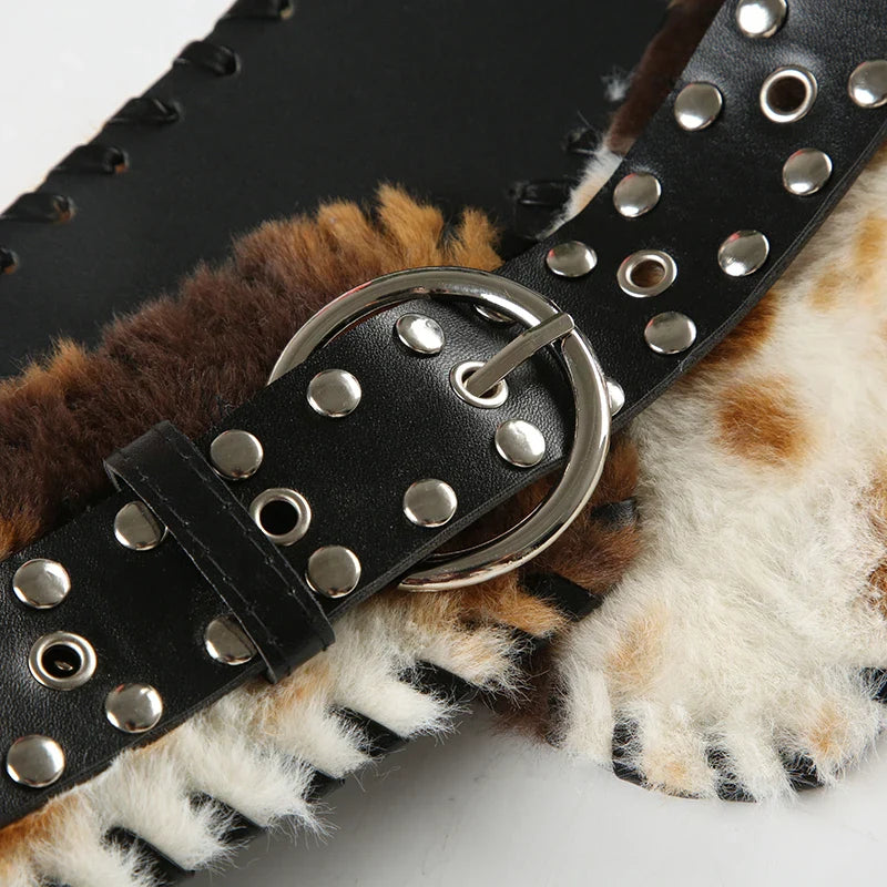 Cow Leather Fur Belt
