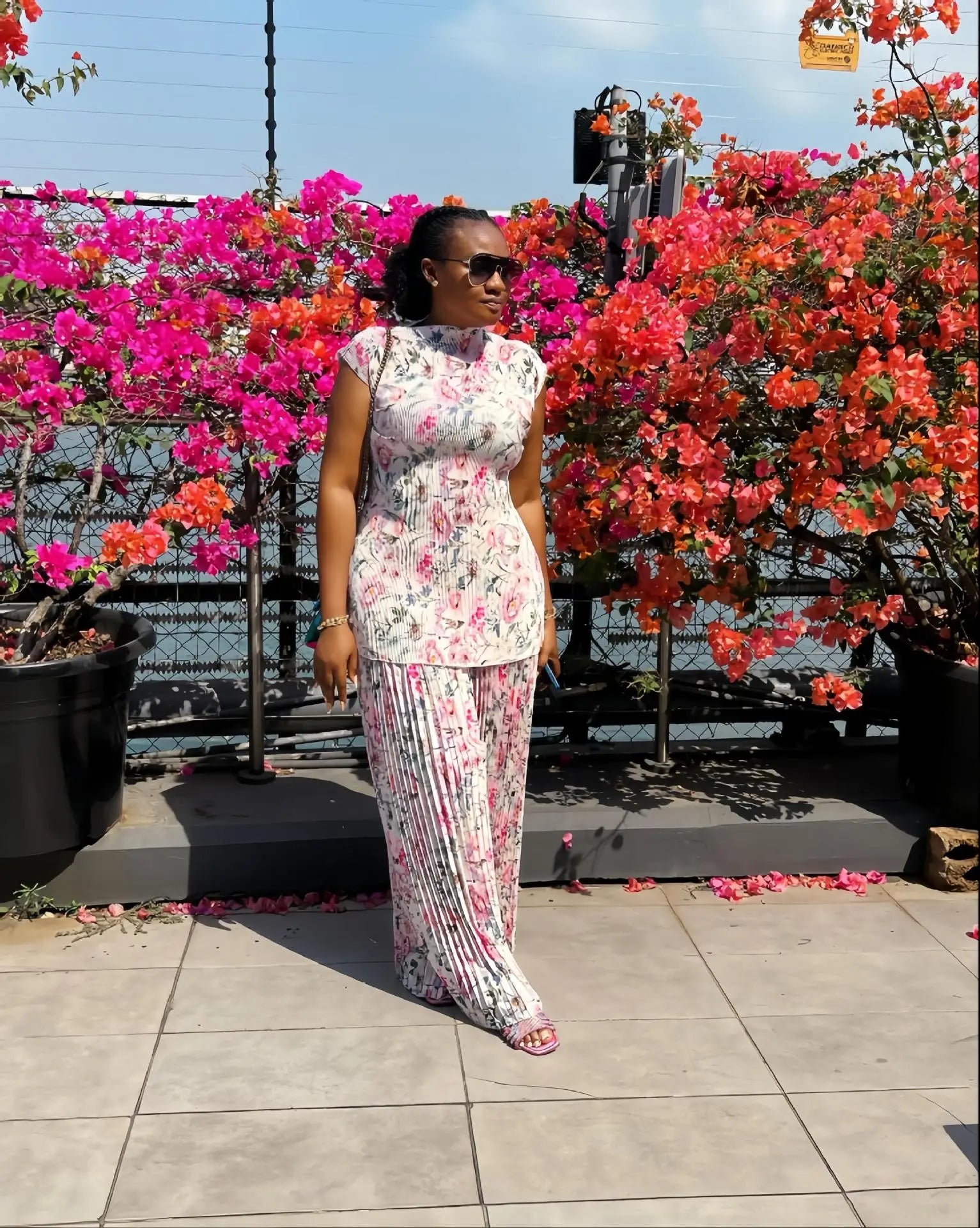 Sonya Floral Pleated Pants Set