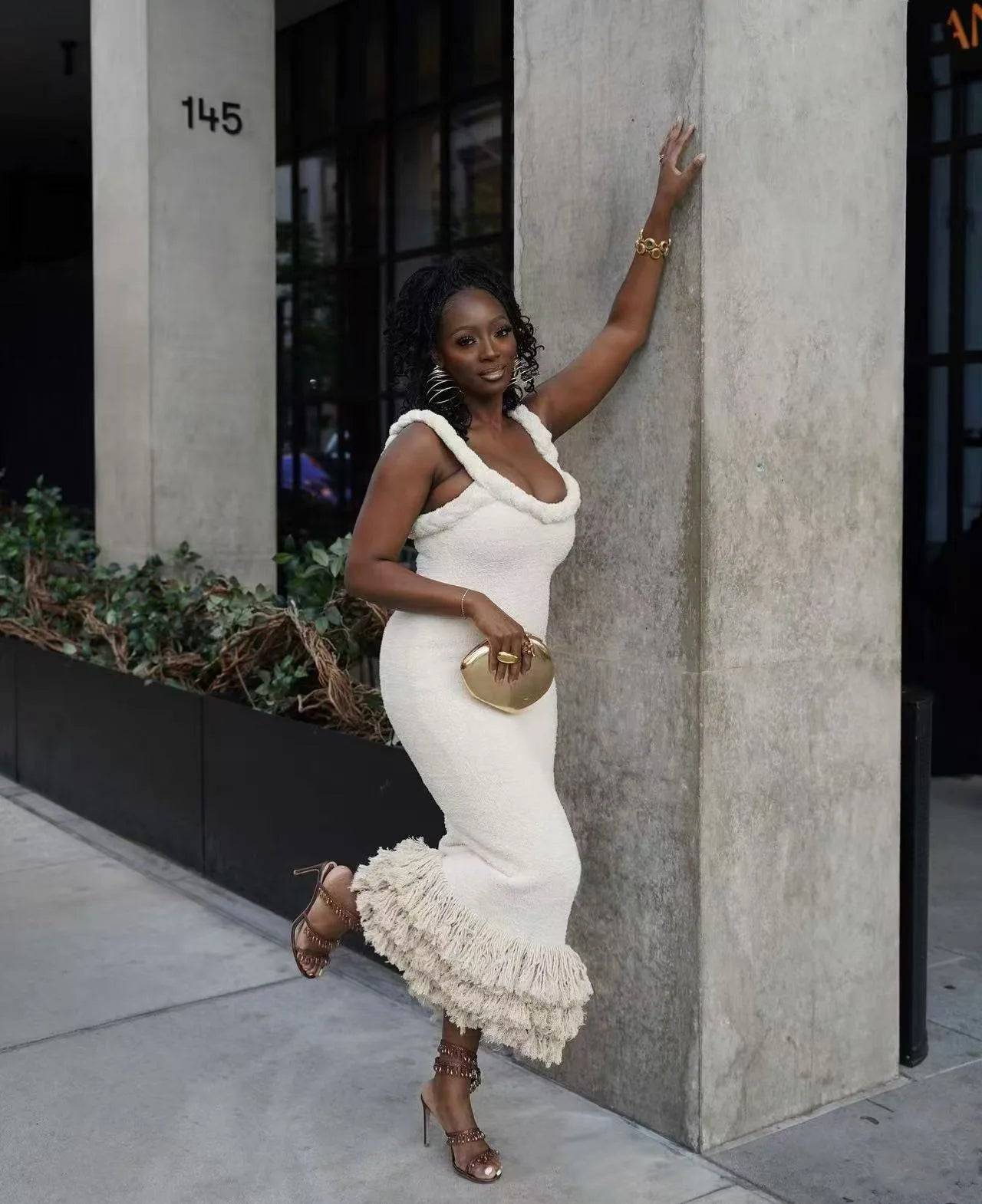 Joi Knit Tassel Maxi Dress