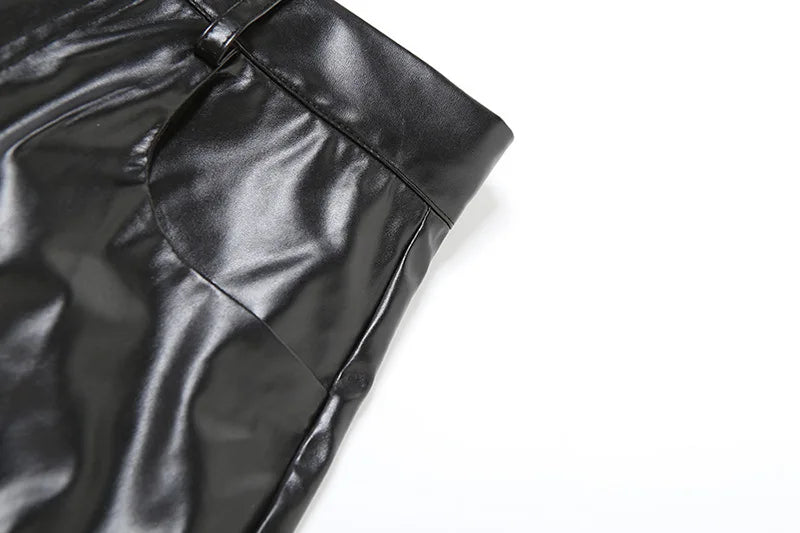 Black Leather Short Set