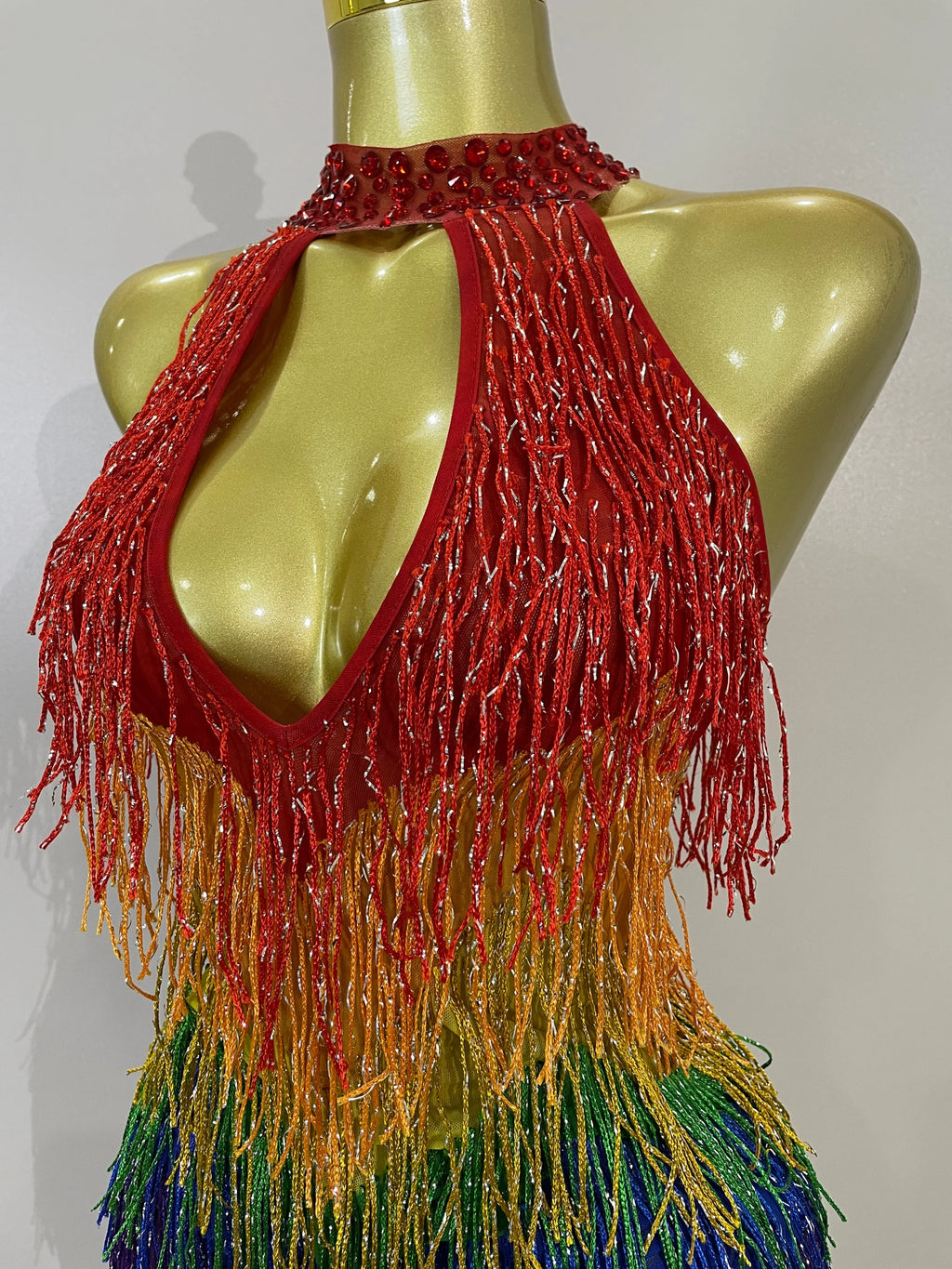Rainbow Mesh Fringe Bodysuit