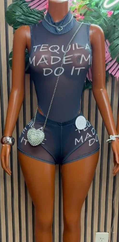 Tequi Mesh Bodysuit Short Set