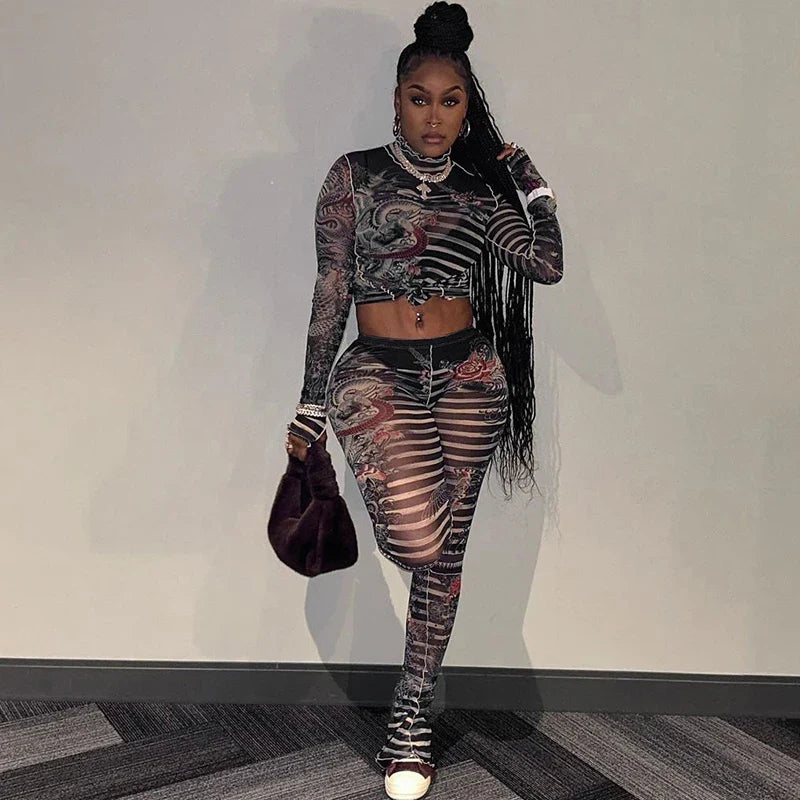 Aesthetic Mesh Lines Set Black
