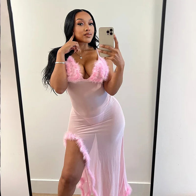 Exotic Mesh Maxi Dress